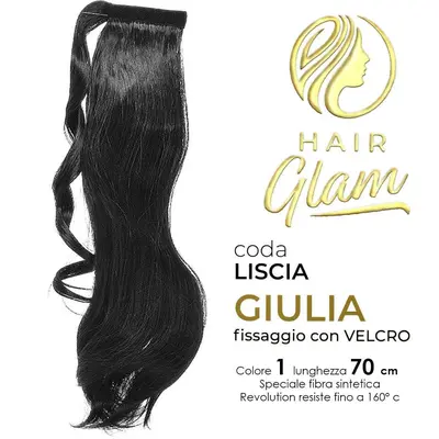 HAIR GLAM GIULIA PONY WITH VELCRO FIBER REVOLUTION 1 70cm