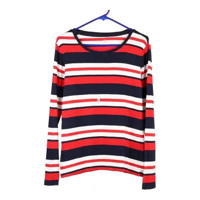 Tommy Hilfiger Striped Long Sleeve T-Shirt - Large Red Cotton