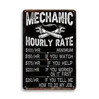 Garage Decor - Mechanic Hourly Rate Garage Car Signs Decor, Mechanics Automotive Man Cave Bar Vintage Man Cave Car Funny Retr...