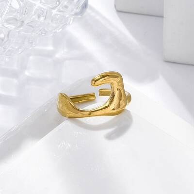 Irregular 304 Stainless Steel Open Cuff Rings for Women