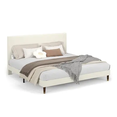 Garvee King Bed Frame with Headboard, Corduroy Upholstered Platform Bed with Wooden Slats Support - No Box Spring Needed & No...