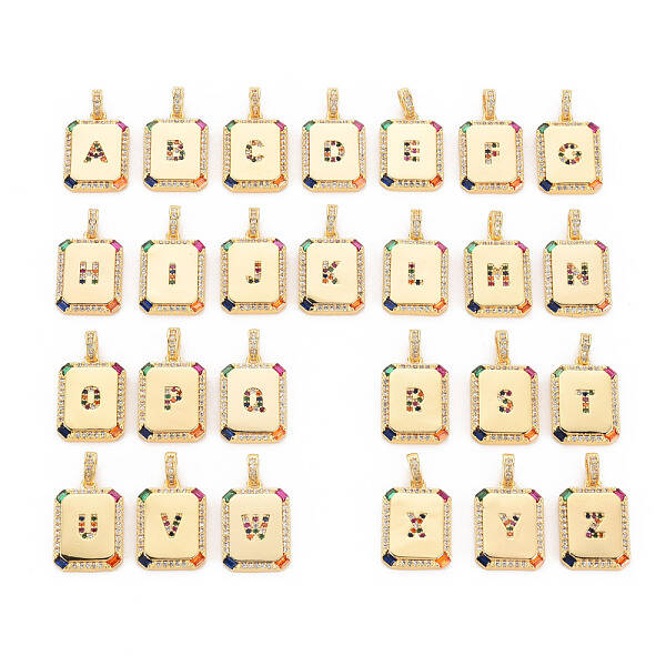 Brass Micro Pave Cubic Zirconia Pendants