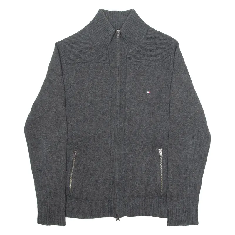 TOMMY HILFIGER Mens Jumper Grey High Neck Tight Knit M