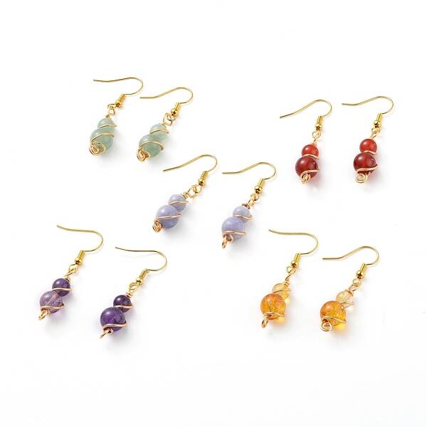 Natural Gemstone Dangle Earrings