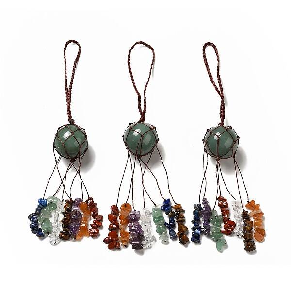 Natural Green Aventurine Round Pendant Decorations