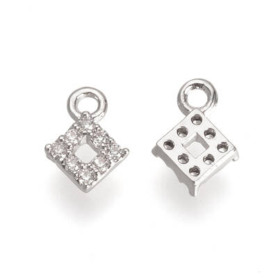 Brass Micro Pave Cubic Zirconia Charms