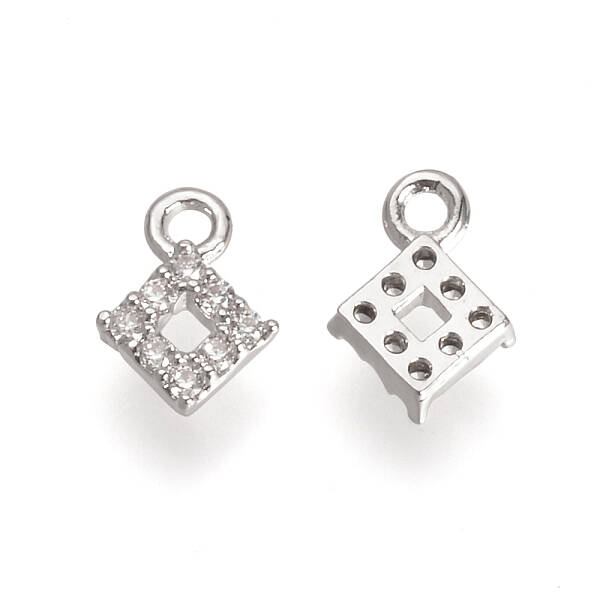 Brass Micro Pave Cubic Zirconia Charms