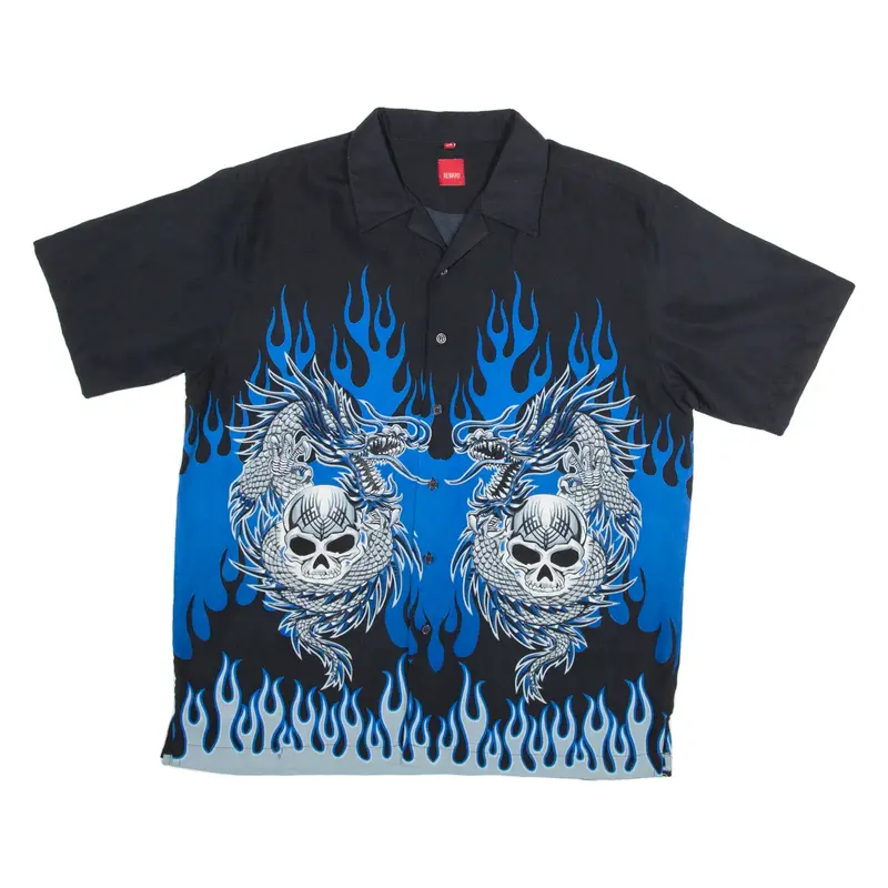 REWARD Mens Shirt Blue Crazy Pattern L