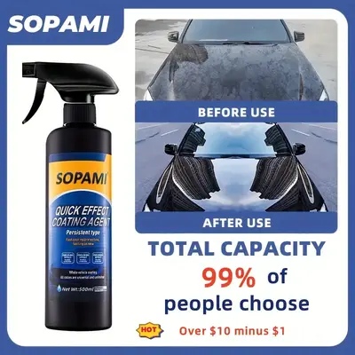 SOPAMI 16.91oz Quick Acting Automotive Coating Agent Quick Acting Automotive Paint Wax Liquid Cross Film Crystal Coating Spra...