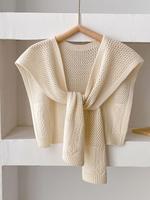 Women's Solid Color Hollow Out Cable Knit Shawl, Casual Open Front Long Sleeve Cover Up Top for Spring & Fall, Fashion Women'...