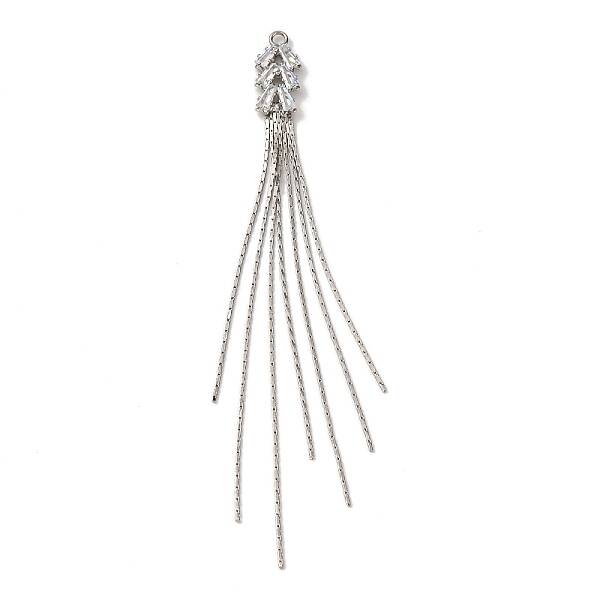 Brass Micro Pave Clear Cubic Zirconia Big Pendants