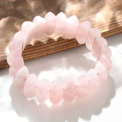 Bicone Natural Rose Quartz Beads Stretch Bracelets for Women
