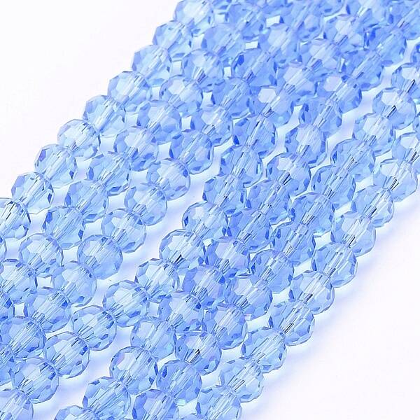 Faceted(32 Facets) Round Glass Beads Strands