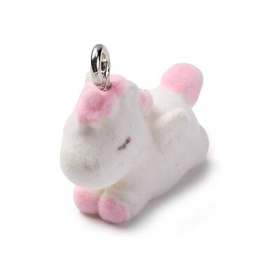 Flocky Anima Resin Pendants with Platinum Iron Loop