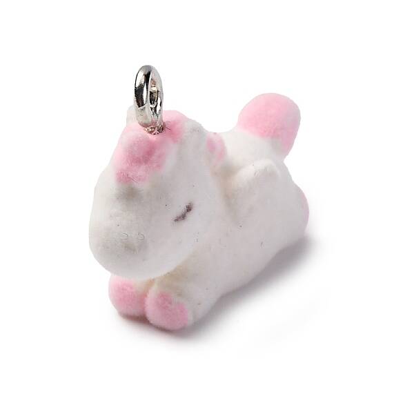 Flocky Anima Resin Pendants with Platinum Iron Loop