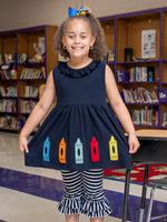 Crayons & Stripes Ruffle Outfit