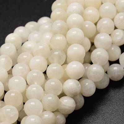 Natural White Moonstone Round Beads Strands