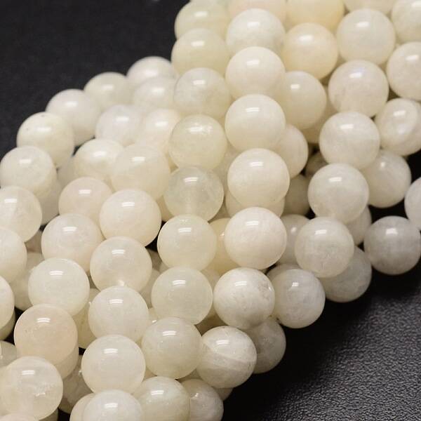 Natural White Moonstone Round Beads Strands