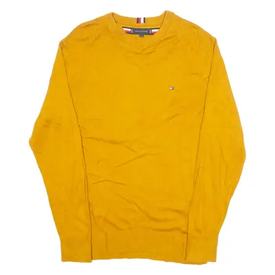 TOMMY HILFIGER Mens Jumper Orange Crew Neck Tight Knit L