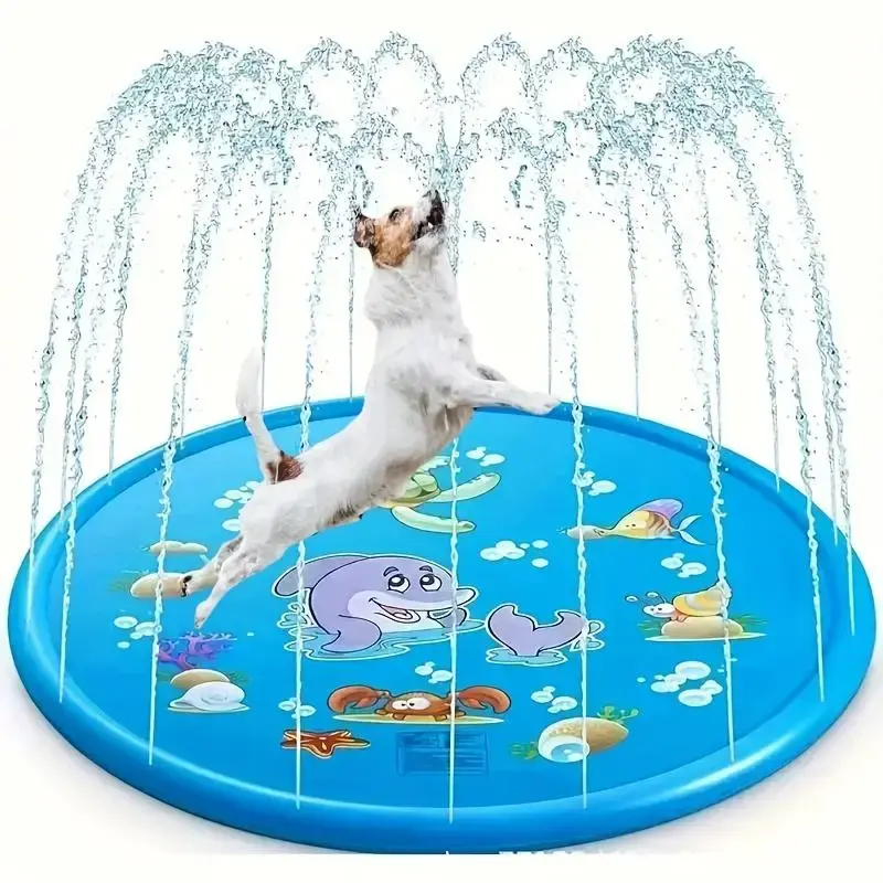Interactive Dog Sprinkler Mat, Refreshing Cooling Pad, Inflatable & Durable Dog Bathing Mat, Dog & Cat Grooming Supplies, Pet...