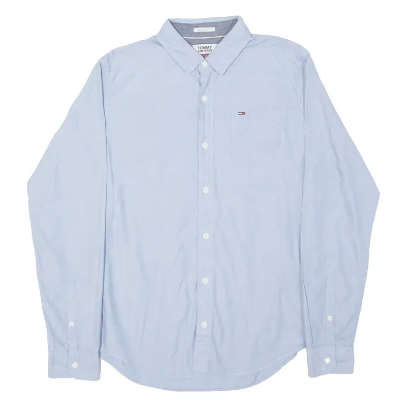 TOMMY HILFIGER Mens Plain Shirt Blue Long Sleeve S