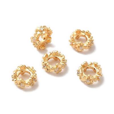 Rack Plating Brass Micro Pave Cubic Zirconia European Beads