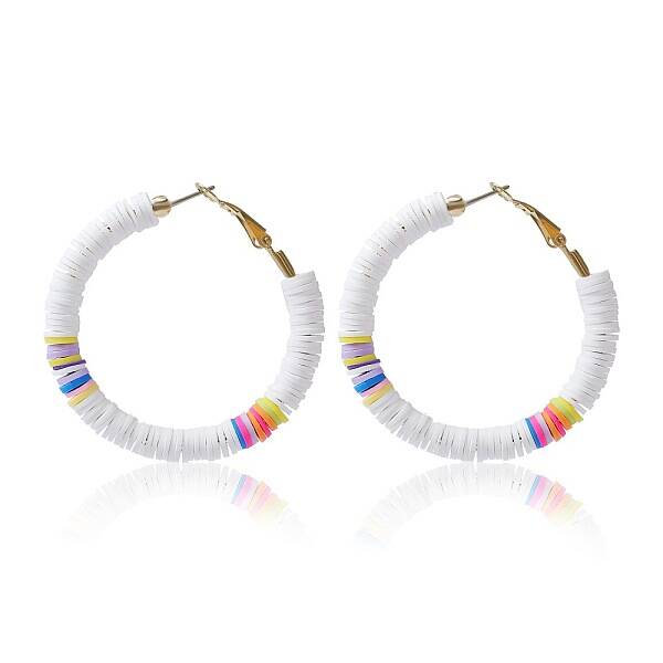 Bohemia Style Colorful Clay Beads Hoop Earrings
