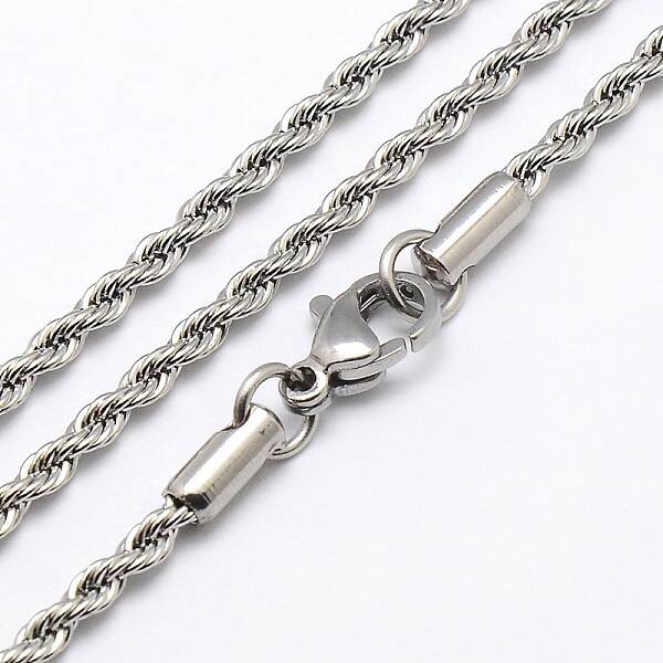 Tarnish Resistant Trendy Men's 304 Stainless Steel Rope Chain Necklaces