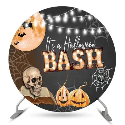Aperturee Its A Halloween Bash Pumpkin Bone Round Backdrop | Diy Halloween Photo Backdrop | Halloween Photo Backdrop | Hallow...