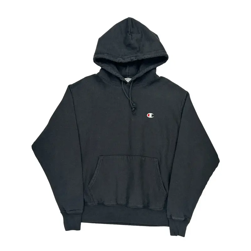 Reverse Weave Champion Hoodie - Large Black Cotton Blend