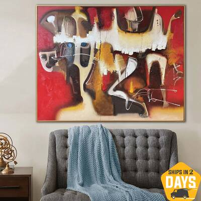 Extra Large Abstract Red Paintings On Canvas Modern Textured Painting Original Expressionist Art Wall Decor | THE WORLD IS TH...