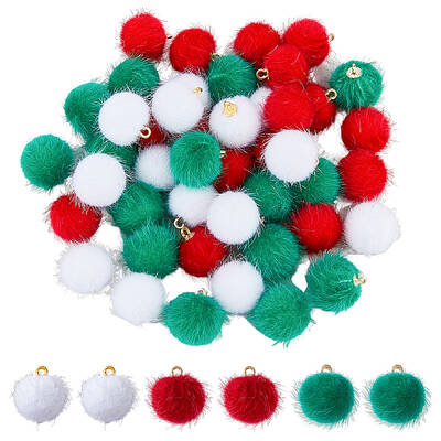 60Pcs 3 Colors Faux Mink Fur Covered Pendants