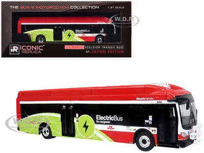 New Flyer Xcelsior Charge NG Electric Transit Bus TTC (Toronto Transit Commission) Red and Green with White Stripes The Bu...