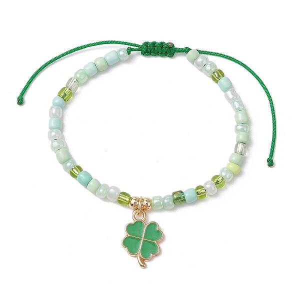 2Pcs Adjustable Nylon Cord Glass Seed Braided Bead Bracelets