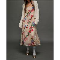 Women Long Sleeveless Dress Floral Print Loose Flowy A Line Hem Maternity Dress for Summer