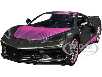 2020 Chevrolet Corvette Stingray Gray Metallic with Pink Carbon Hood and Top \