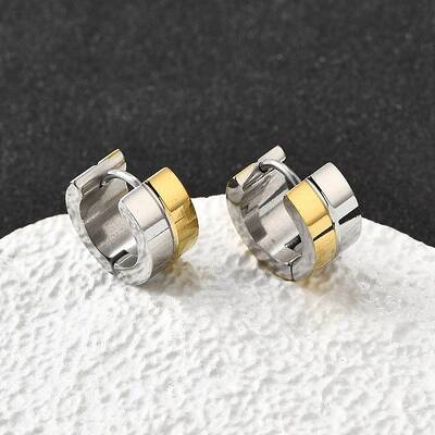 304 Stainless Steel Two Tone Hoop Earrings