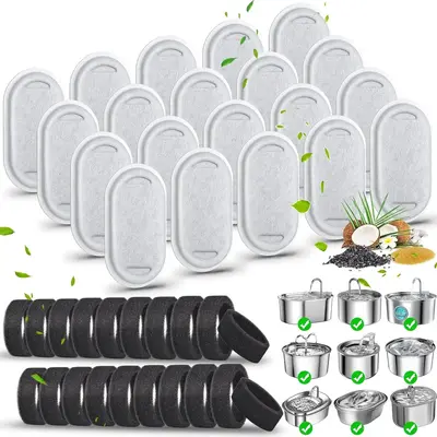 Cat Water Fountain Filters-Cat Fountain Replacement Filters for Stainless Steel 108/3.2L& 67oz/2L Adjustable Water Flow Pet W...