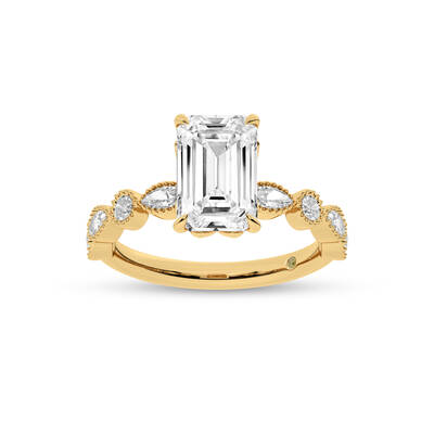 Zenith Emerald Cut Lab Grown Diamond Engagement Ring | 10K Yellow Gold 2 3/4 CT. TW.