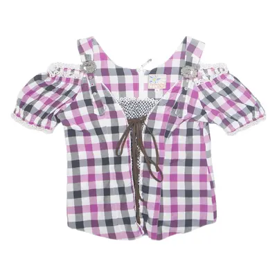 STOCKERPOINT Womens Milkmaid Top Purple Check S