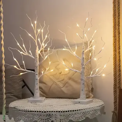 2pcs Birch Tree With LED Lights, Indoor Wedding, Birthday Gift Decoration, Artificial Tree Branches With Lights Pre-Installed...