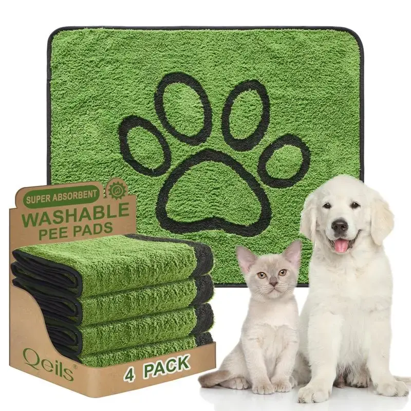 Washable Pee Pads for Dogs, 2 Pack Super Absorbent Reusable Puppy Pads with Green Long Wool for Potty Training, Floor, Couch,...