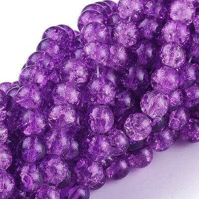 Spray Painted Crackle Glass Beads Strands