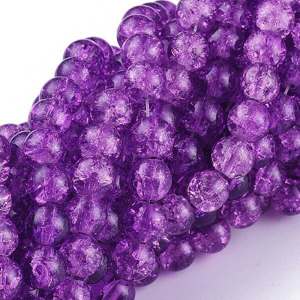 Spray Painted Crackle Glass Beads Strands