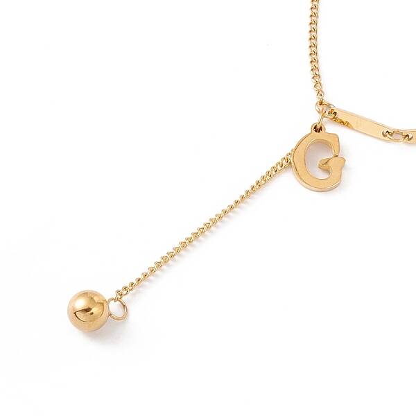Initial Letter G with Long Chain Tassel Pendant Necklace