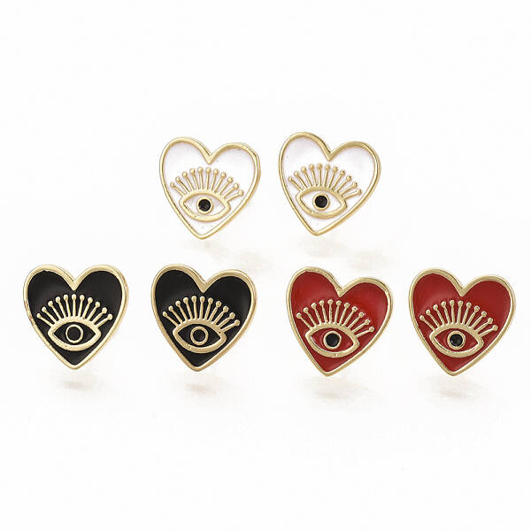Brass Enamel Stud Earrings