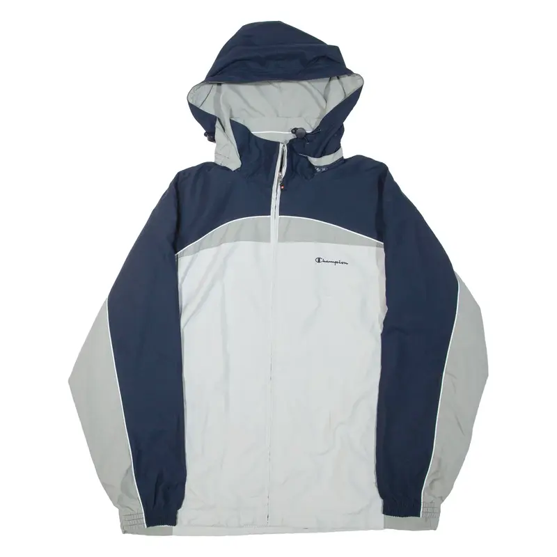 CHAMPION Mens Jacket Blue Hooded Colourblock L