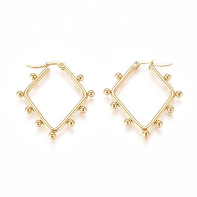 304 Stainless Steel Angular Hoop Earrings