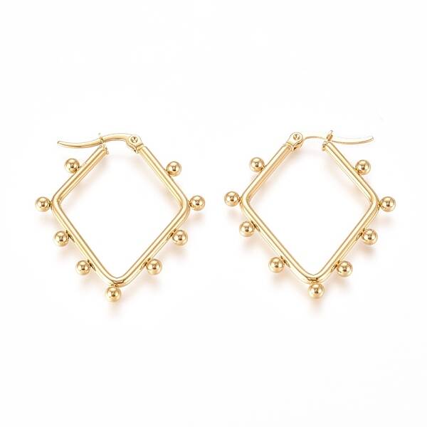 304 Stainless Steel Angular Hoop Earrings