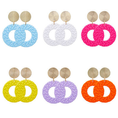 6 Pairs 6 Colors Acrylic Donut Dangle Stud Earrings with Steel Iron Pins for Women